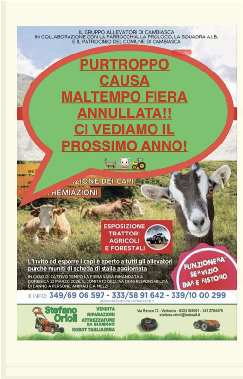 Annullata Fiera Ovicaprina